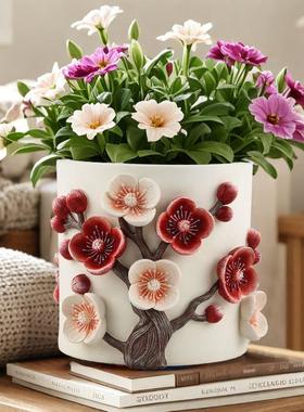 爆款海外热销ChinaFourGentlemen立体图案梅花装饰加厚大口径树脂