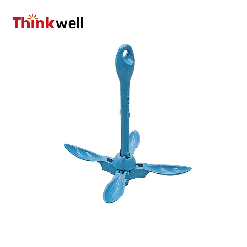 跨境品质厂家直供多规格伞锚皮艇用折叠锚便携可折叠蓝色船锚