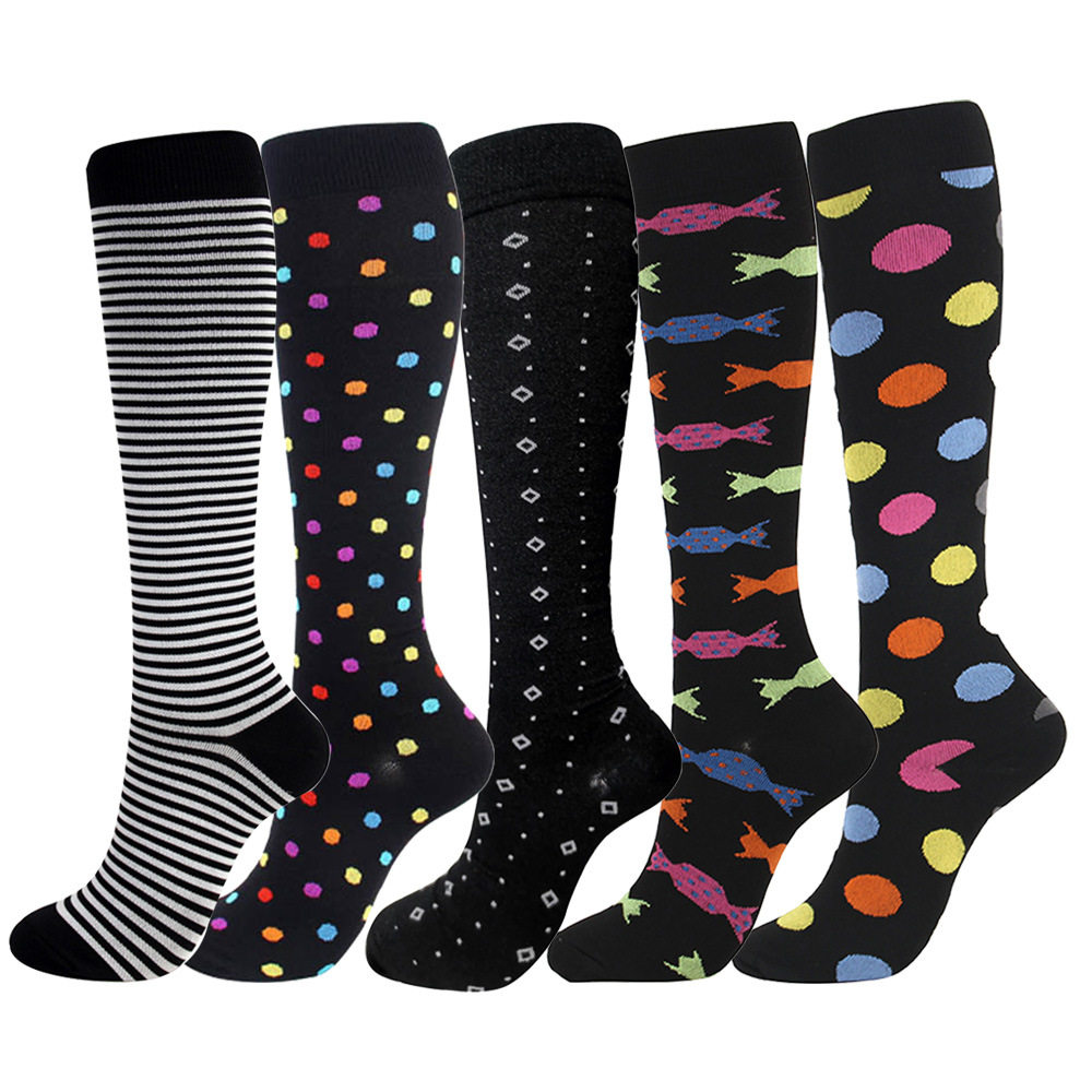 women clothes美腿压力袜小腿袜套装波点条纹压缩袜子 Compressio