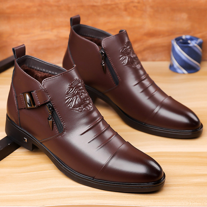 2026shoes for men狮子头复古宽楦鞋头侧链潮流大码马丁靴中筒保