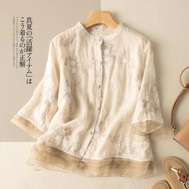 womenclothes刺绣苎麻上