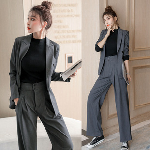 women clothes2026年秋季实拍新款小西装套装女英伦风阔腿裤休闲O