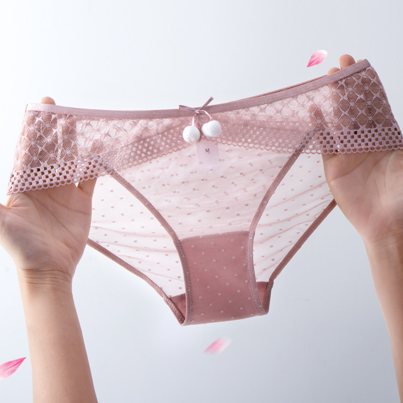 2026新款花边拼接设计蕾丝三角裤少女风日常轻薄透气车缝