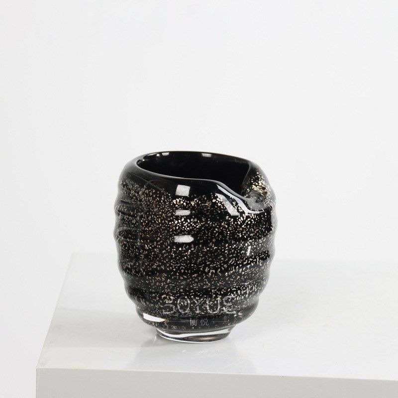 现代简约波浪纹不规则口手工琉璃花瓶样板房洽谈桌烛台软装饰摆件,特色手工艺,其他特色工艺品,淘宝优惠券,粉丝福利购,淘宝优惠卷