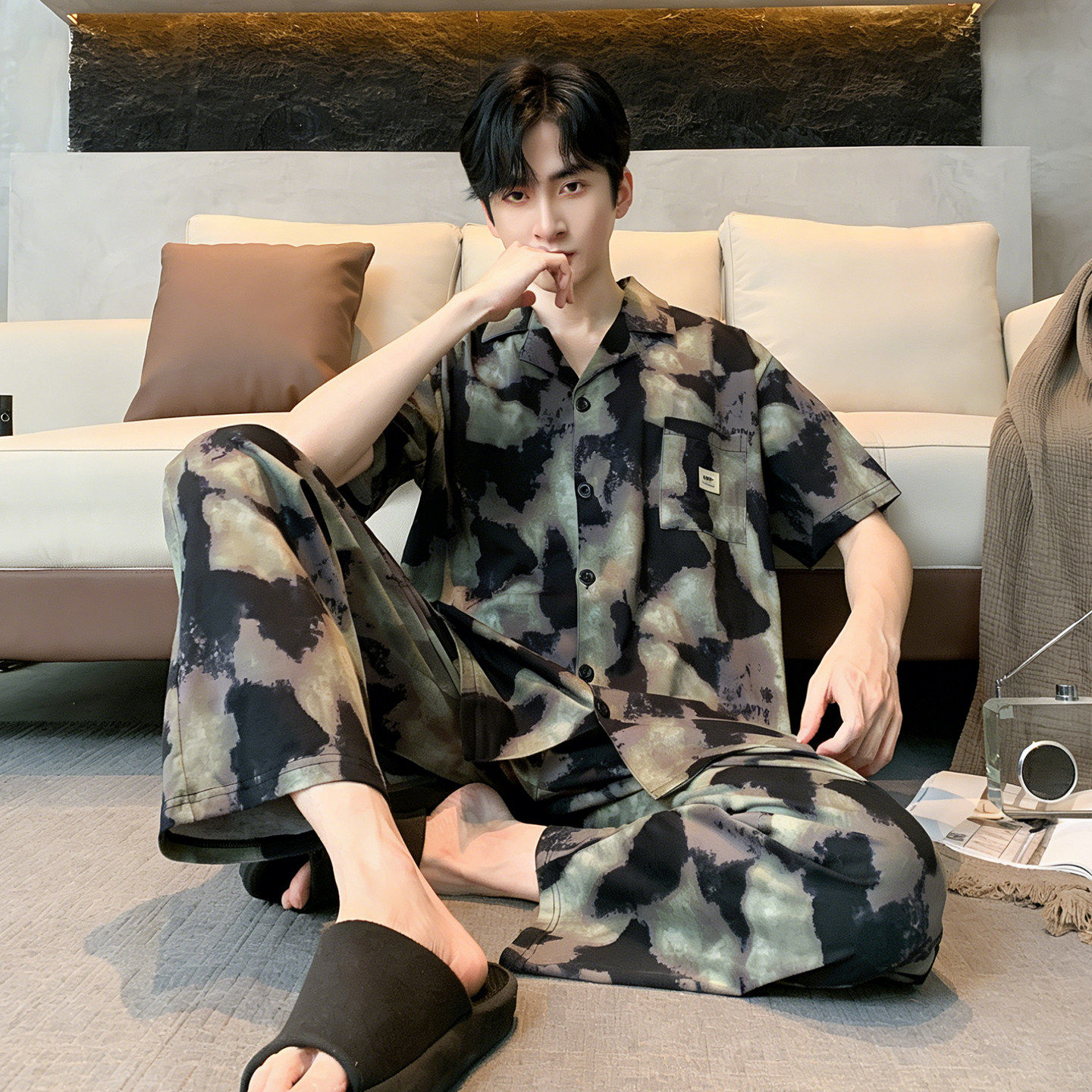 睡衣男款夏季纯棉短袖长裤2026新款夏天男士家居服青年可外穿套装