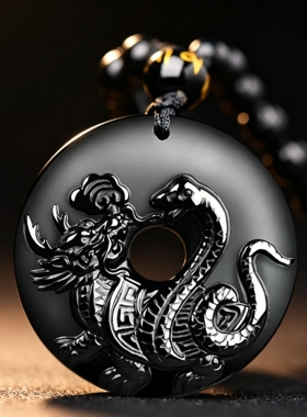 正品天然黑曜石玄武吊坠本命年转运北方水神补水护身符挂件项链女
