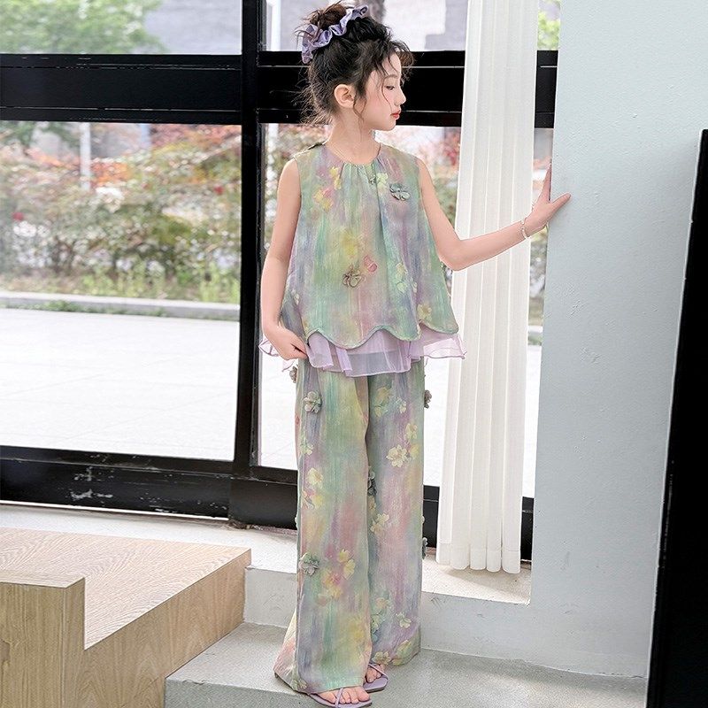 女童夏套装2025新款洋派时髦大童女孩网红炸街儿童夏日穿搭两件套