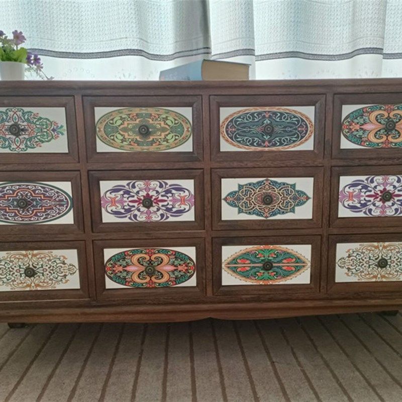 欧式实木电视柜彩绘收纳斗柜储物柜客厅柜卧室床头柜组合储物柜子