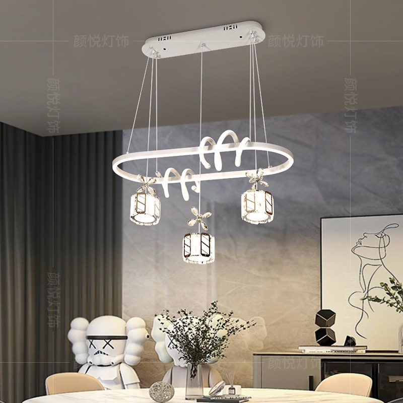 轻奢水晶餐厅吊灯2024新款leBd护眼全光谱现代简约卧室吧台可升降