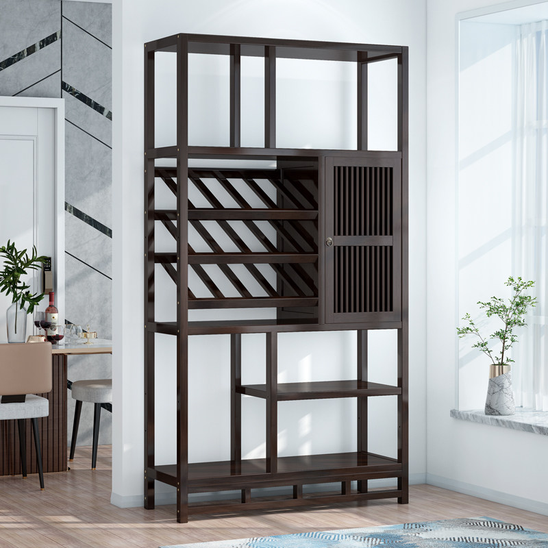 酒架摆件创意中式酒柜格置物架现代简约展示柜客厅实木博古架家用