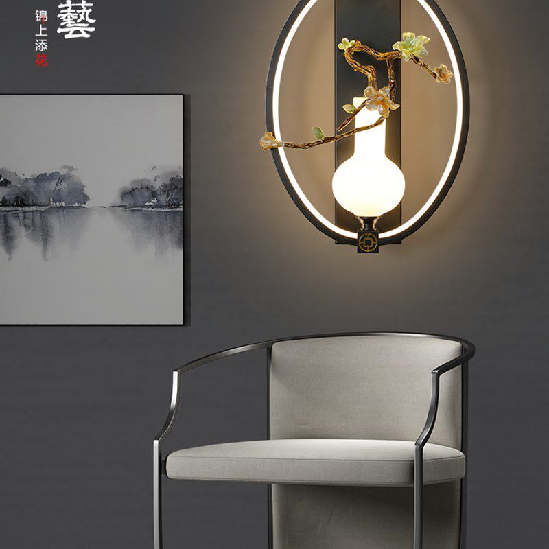 新中式壁灯客厅电视背景墙壁灯书房卧室床头灯茶楼餐厅酒店走廊灯