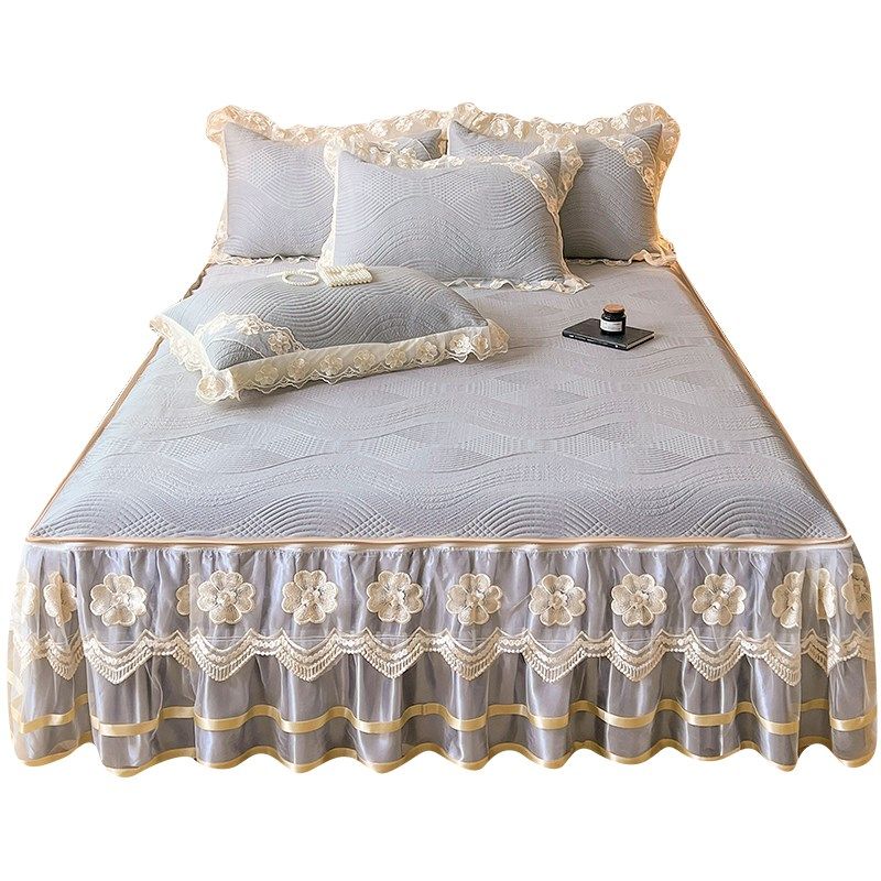 夏天冰感凉豆豆可拆卸床裙款冰丝凉席F三件套公主风花边空调软席,床上用品,冰丝席,淘宝优惠券,粉丝福利购,淘宝优惠卷