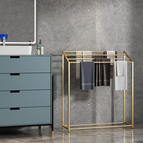 4层北欧免打孔落地浴室毛巾架床边睡觉放衣服收纳架嗮毛巾架