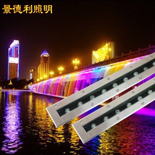 led水底地埋灯不锈钢线条灯户外水下洗墙灯水景幕墙灯水池条形灯