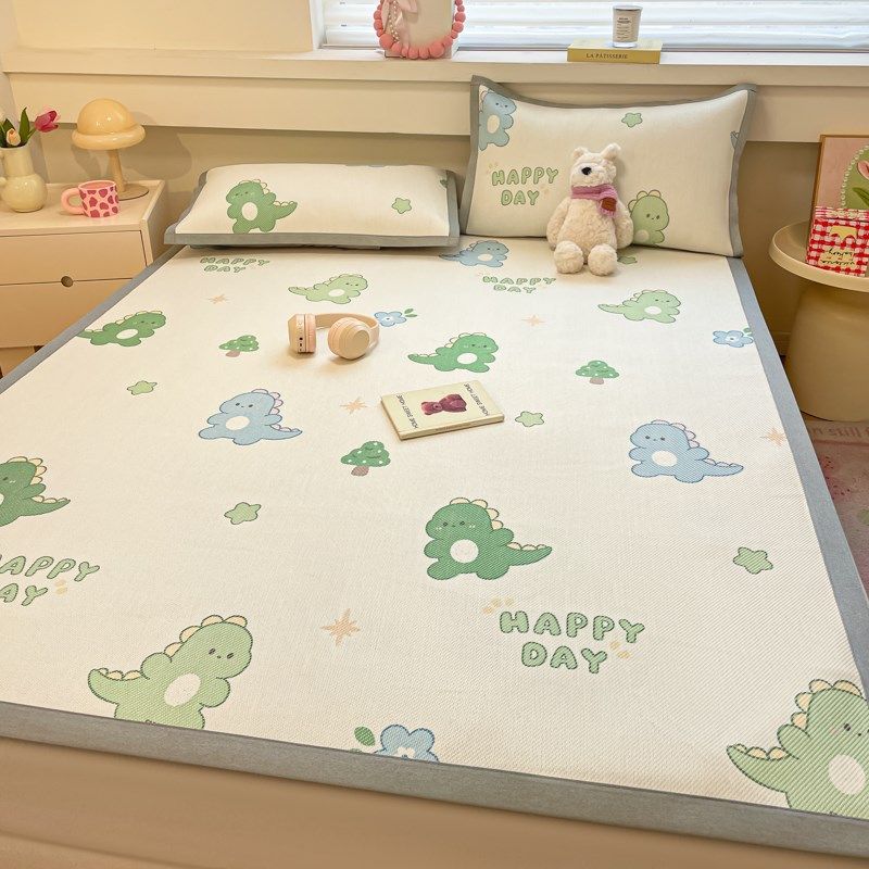 夏季儿童冰丝凉席三件套2025新款家用席子学生宿舍单人可机洗软席