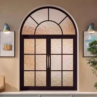 法式复古定制铁艺铝合金上海圆弧老钢窗拱形窗格子窗阁楼落地窗