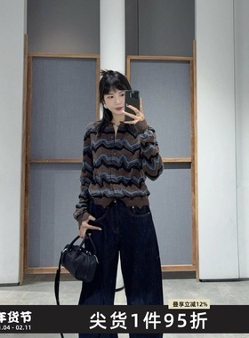 outlets官方店商场同款2025冬新品针织衫提花短款开衫A312630