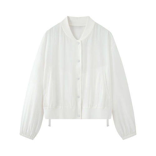 夏款白色棒球服开衫夹克外套
