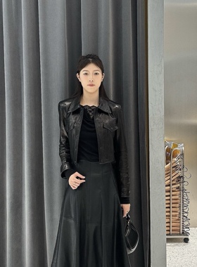 ariose艾诺丝槿官方旗舰店正品2026春季翻领短款皮衣夹克BR101203