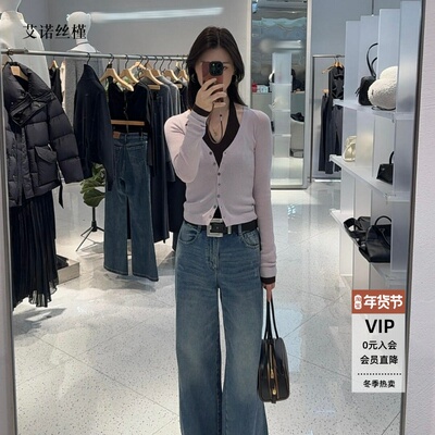 挂脖假两件针织衫时尚外套女