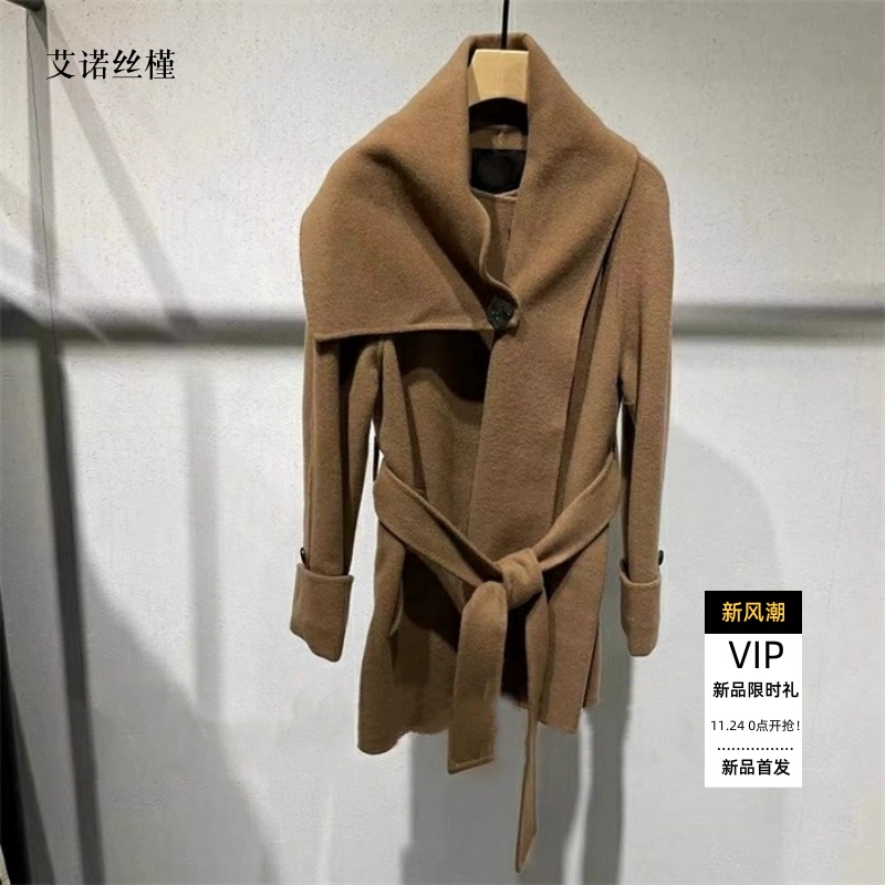 收腰气质毛呢大衣女双面呢外套