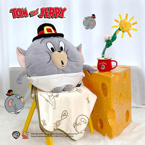 猫和老鼠正版周边圆Tuffy抱枕空调毯子二合一两用午睡神器靠垫