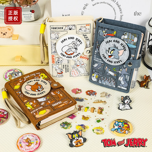 猫和老鼠正版毛毡笔记本汤姆杰瑞记事本活页手账本文具开学礼物