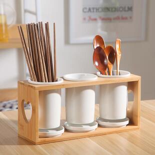 爆款陶瓷筷子筒筷笼平放沥水防霉筷子篓筷盒厨房餐具收纳盒家用汤