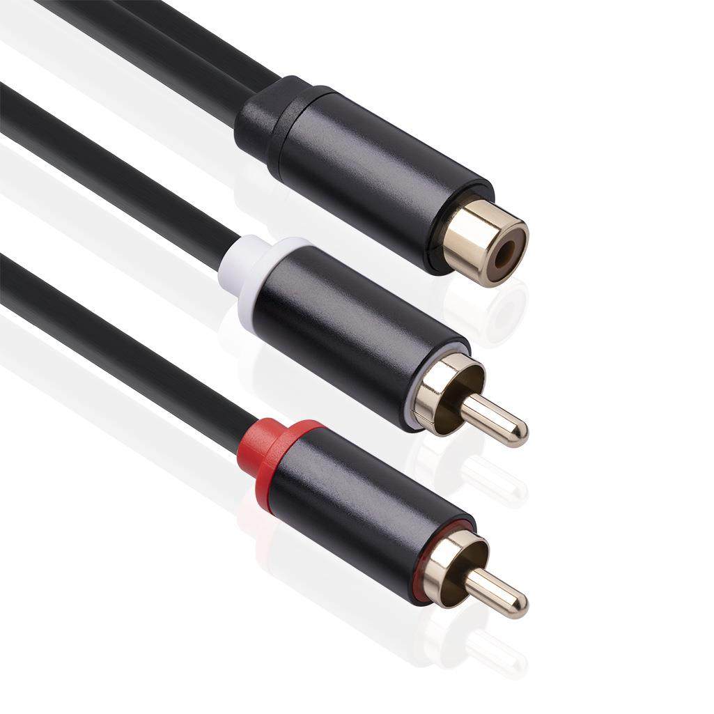 爆款全铜RCA母转双RCA公莲花一分二音频连接线音响麦克风音频转接