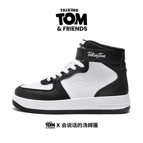 汤姆猫春夏黑白熊猫空军高帮板鞋