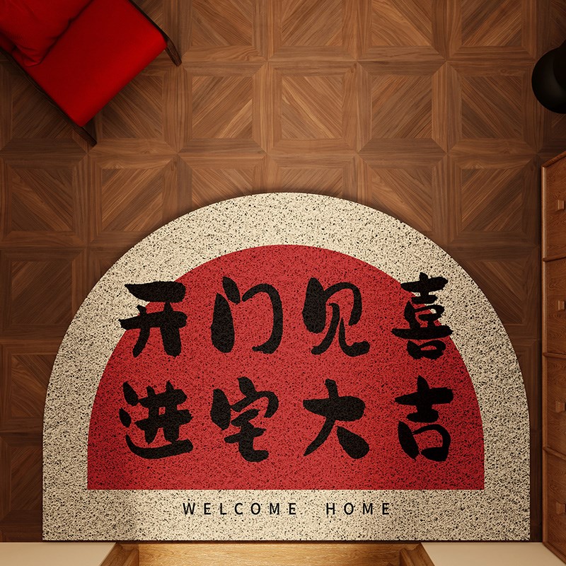 PVC半圆丝圈红色入户门地垫耐脏免洗防滑脚垫大门口进门高级地毯