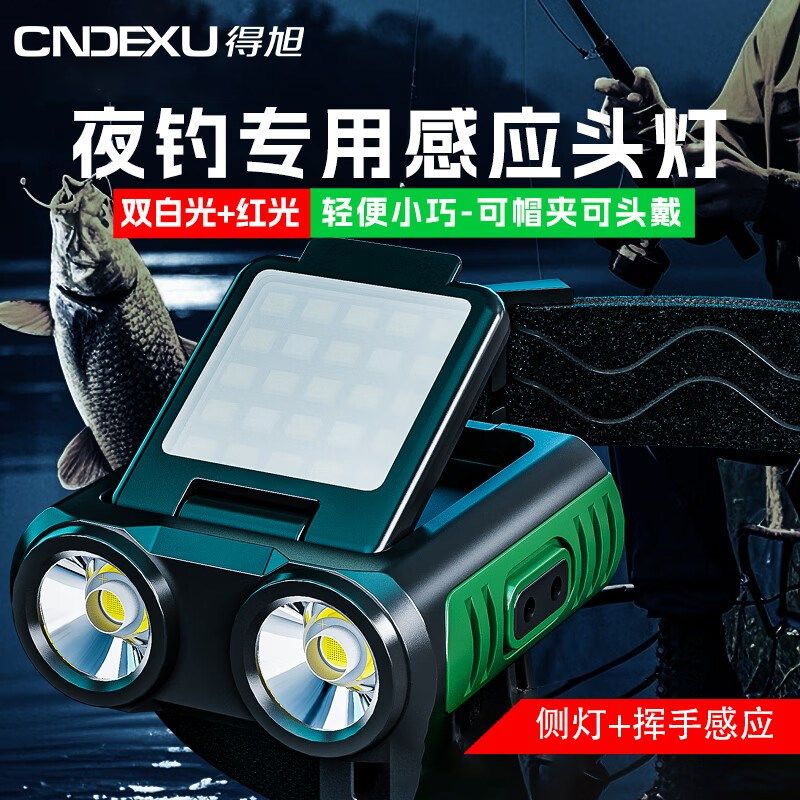 头灯钓鱼专用2024新款强光超亮充D电感应帽夹头戴式续航超长夜钓