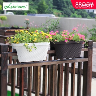 户外栏杆仿藤编马鞍盆楼梯护栏创意花盆庭院阳台布置悬挂式骑马盆