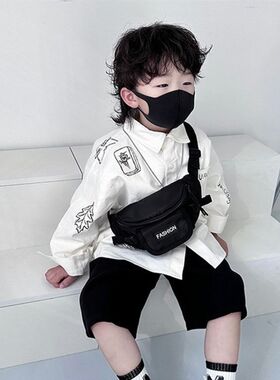 儿童包包男童潮酷单肩斜挎包帅气小童腰I包男孩外出小挎包胸包潮