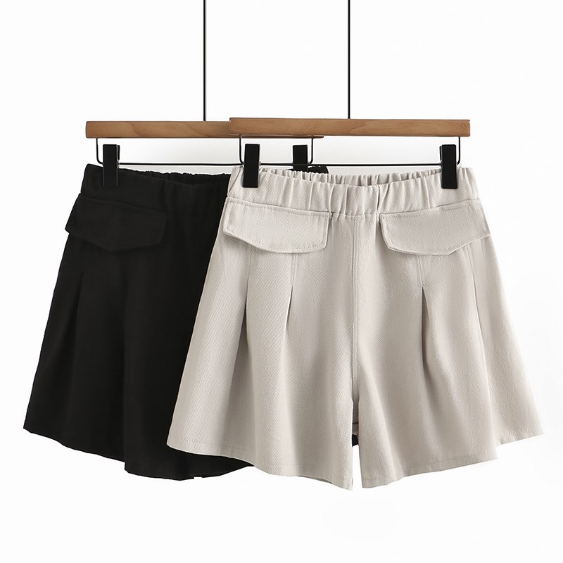 胖mm梨形身材短裤夏天大码女装2023年新款松紧腰宽松阔腿a字裙裤
