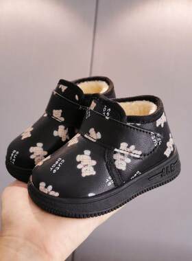 卡通冬季宝宝雪地靴棉鞋加绒加厚防水保暖鞋卡通男小童鞋女孩子