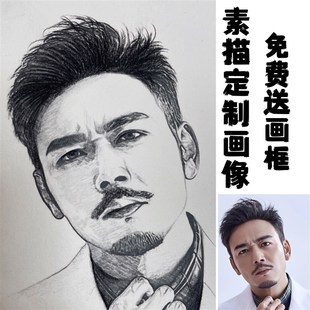 真人照片素描头像画像定制代画画手绘肖像画人物画像情侣朋友送礼