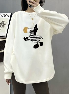 中长款德绒打g底衫女秋冬季加绒加厚卫衣内搭t恤长袖上衣2.024新