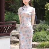 年轻W款 复古民国风印花旗袍2024年夏季 新款 少女连衣裙