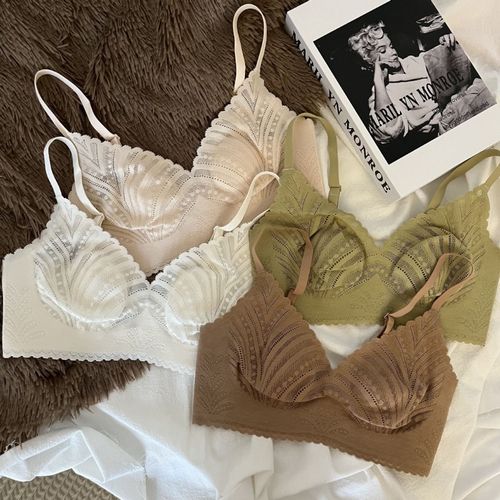 2024款超薄蕾丝兔耳朵t痕内衣女士大胸显小无钢圈文胸夏季透气舒