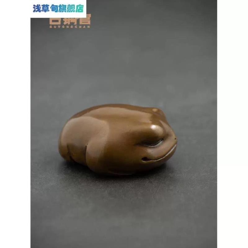 件随身蟾蜍摆件解压捻工艺品手茶宠把玩盘铜男士青斑金蟾文玩手把