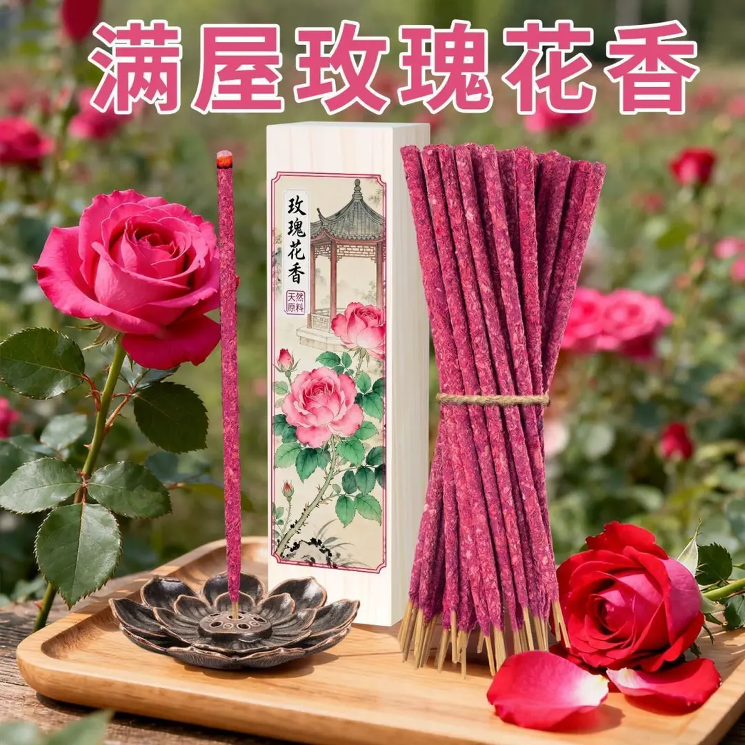 天然玫瑰花桂花栀子花墨兰秘鲁圣木花瓣香熏纯手工阿根廷线香-HN