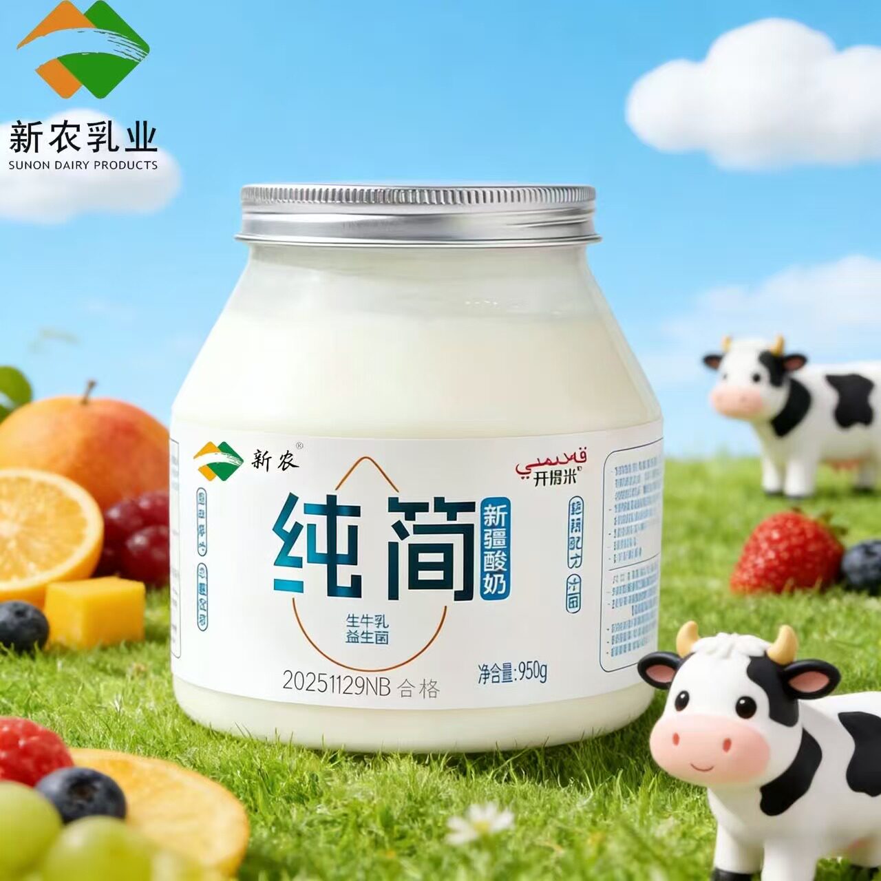 新农乳业纯简新疆酸奶950g生牛乳益生菌单罐发酵儿童成人全家共享