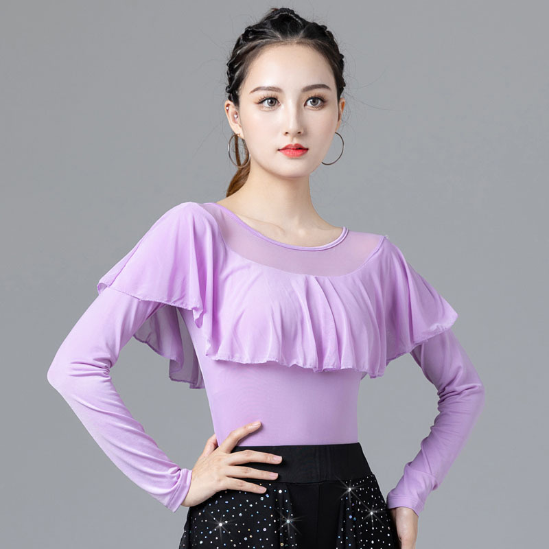 日本无印MUJIE摩登舞上衣女广场舞服装新款拉丁网红跳舞衣服国标
