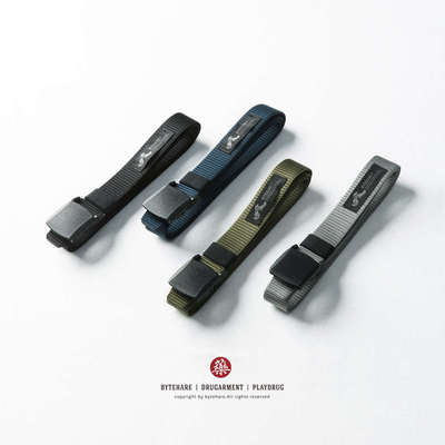 Onceok无金属塑钢扣环保休闲尼龙带男士扣平滑腰带YKK帆布