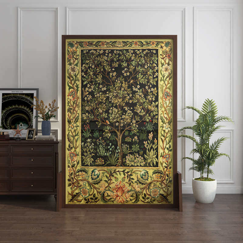 美式屏风隔断客厅入户玄关办公室餐厅遮挡移动欧式实木座屏生命