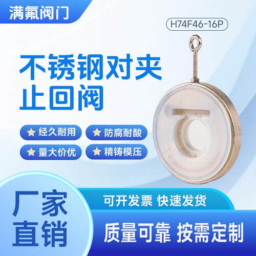 衬氟衬塑对夹止回阀单向阀H74F46不锈钢衬FEP耐酸耐碱防腐蚀化工