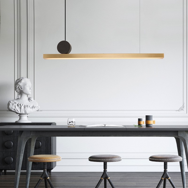 极简长条餐厅吊灯北欧办公几何线条简约轻奢茶桌长吧台一字型灯饰