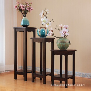 2026花架实木新中式客厅置物架室内兰花绿萝榆木花盆架玄关盆景架