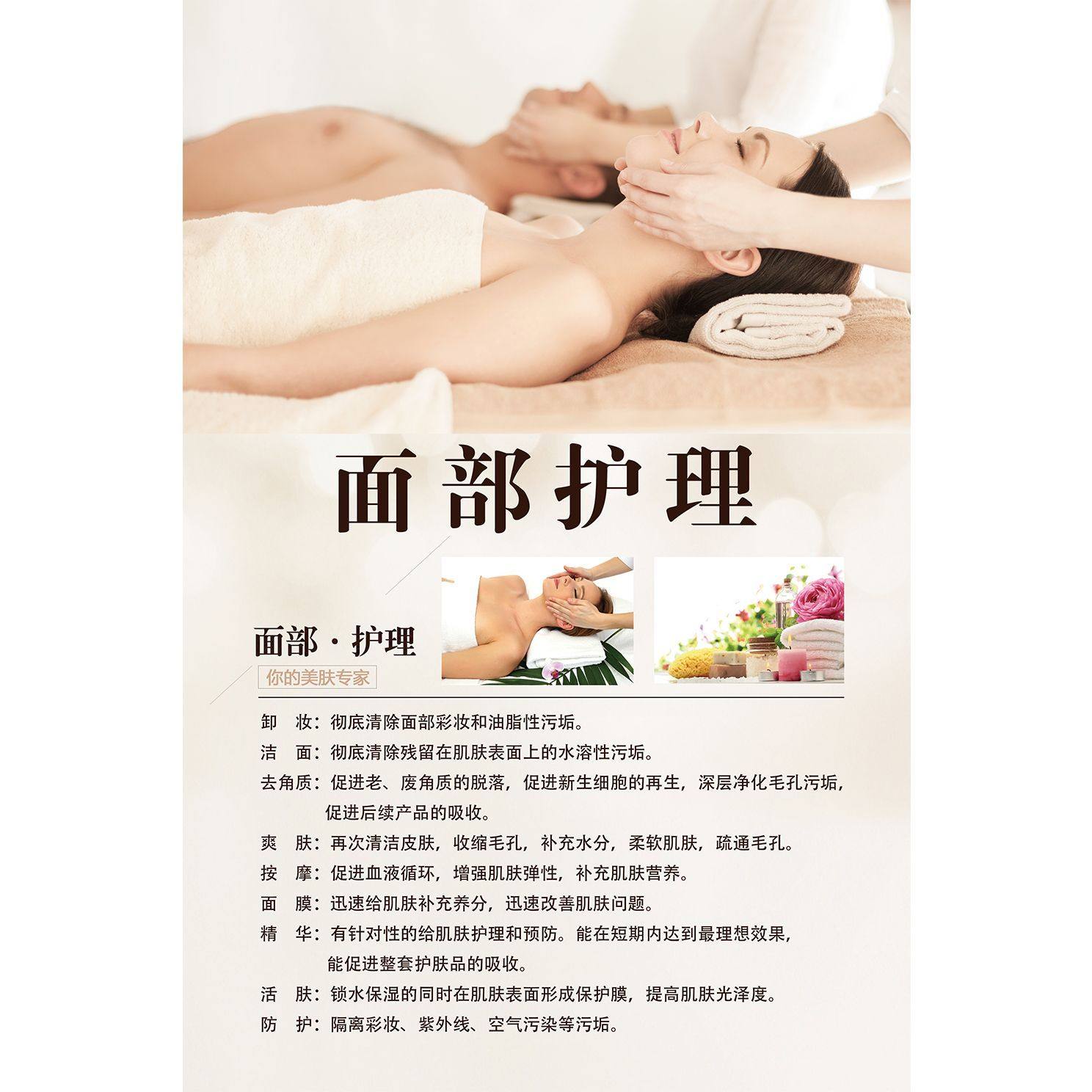 眼部面部排毒灌肤刮痧护理桃花灸美容养生定制海报广告图贴画584